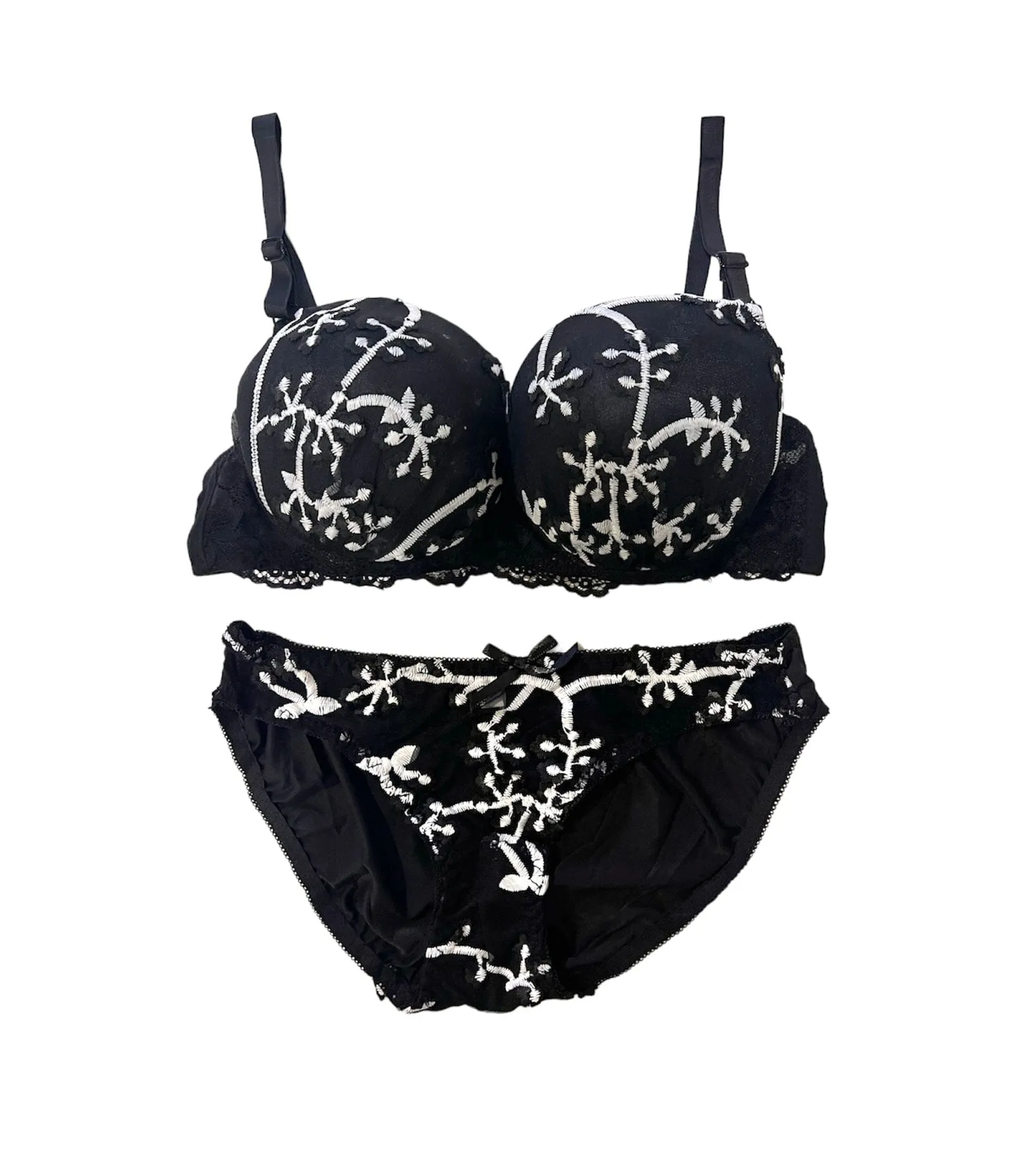 Espicopink | Black Wedding Padded Bra and Panty Set