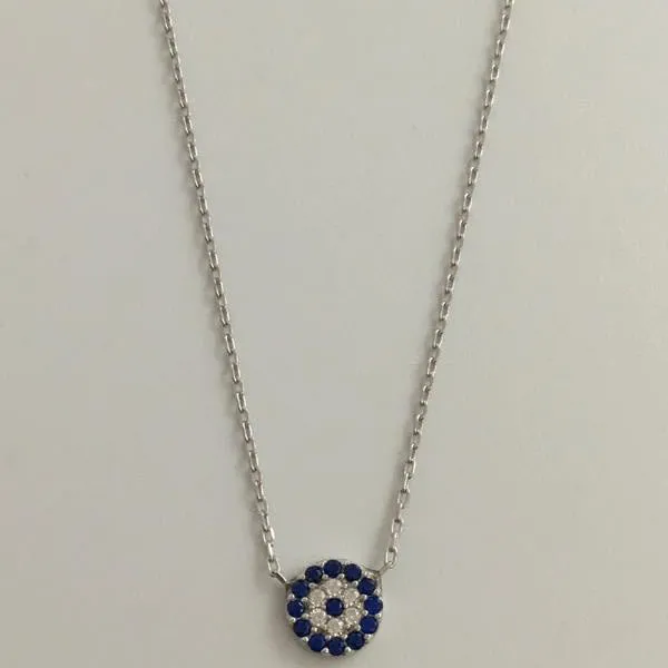 Evil Eye Sterling Silver Fine Link Eye Of Protection Necklace.