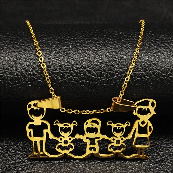 Family Necklaces Boy Kids Women Gold Color Chain