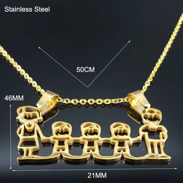 Family Necklaces Boy Kids Women Gold Color Chain