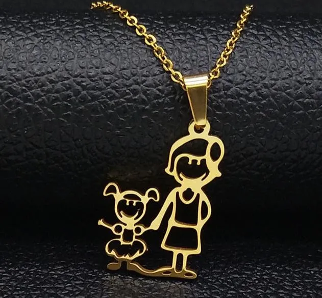 Family Necklaces Boy Kids Women Gold Color Chain