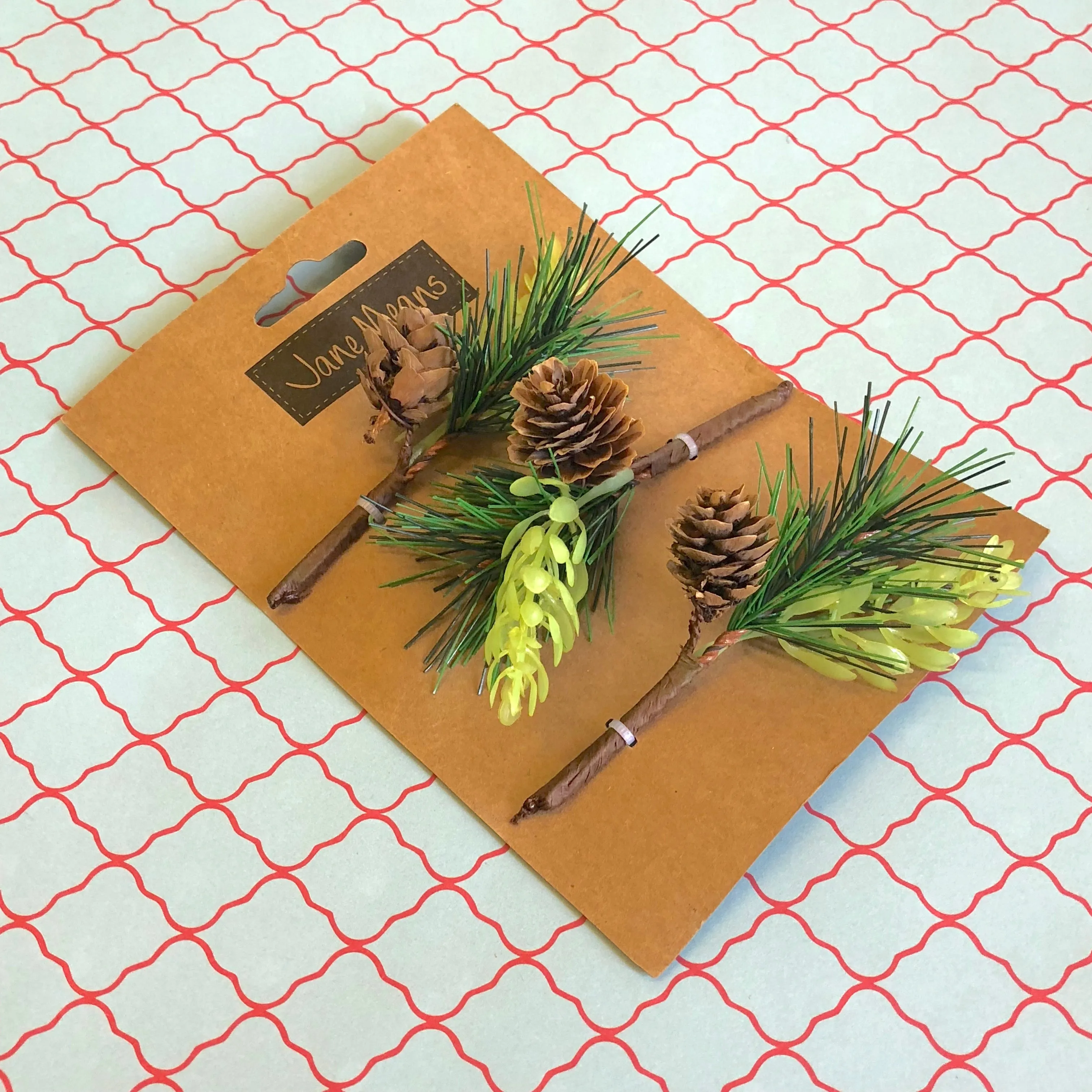 Faux Cone and Spruce Pick Present Toppers (pack of 3)