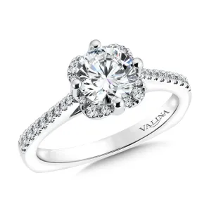 Floral Shape Halo Engagement Ring