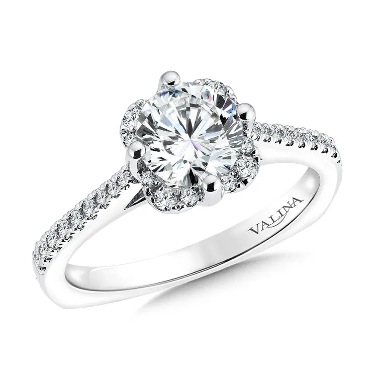 Floral Shape Halo Engagement Ring