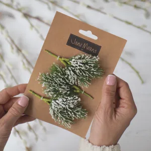 Frosted Faux Spruce Pick Present Toppers (pack of 3)