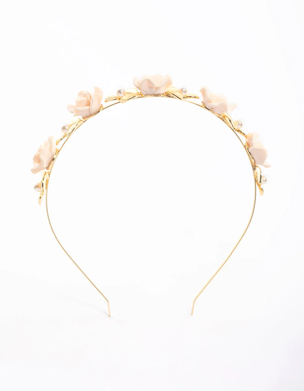 Gold Rose & Pearl Leaf Headband