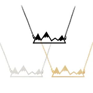 Gold/Silver Minimalist Mountain Top Pendant Snowy Mountain Necklace Hiking Outdoor Travel Jewelry Mountains Climbing Gifts