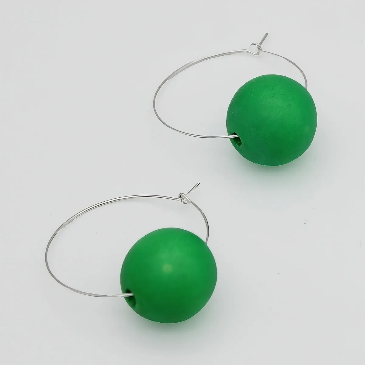 Green Ball Hoop Dangle Earring