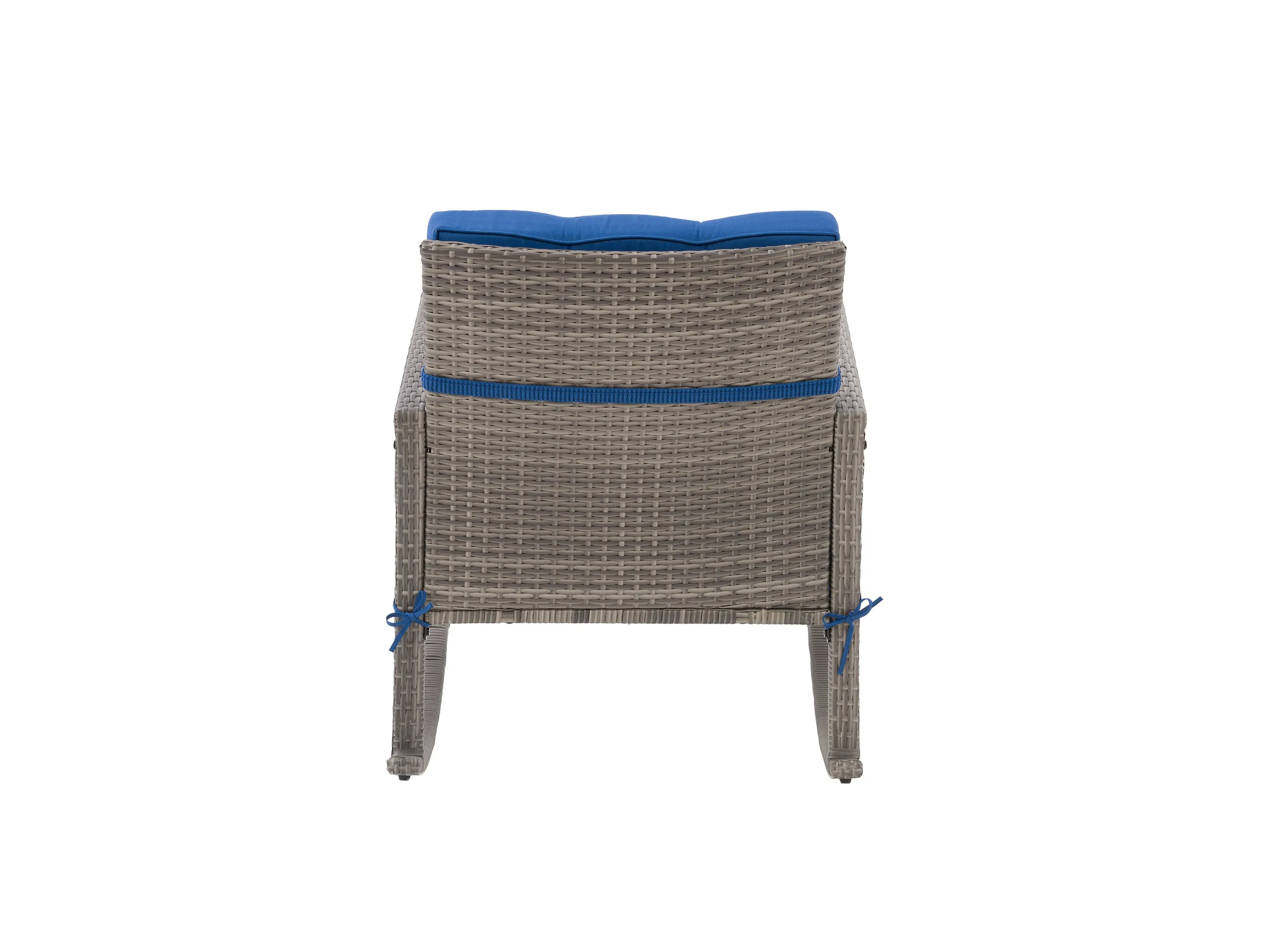 Grey and Blue Wicker Outdoor Rocking Chair