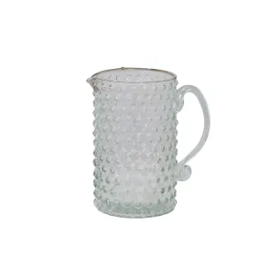 Hand-Blown Glass Hobnail Pitcher