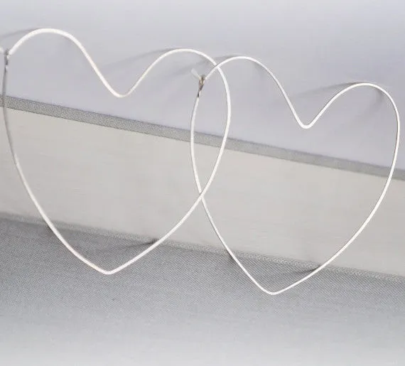 Heart Sterling Silver Hoop Earrings