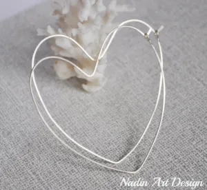 Heart Sterling Silver Hoop Earrings