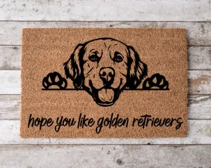 Hope You Like Golden Retriever Dogs Welcome Mat, Perfect Gift for Dog Owner Pet Lover, Personalized Doormat