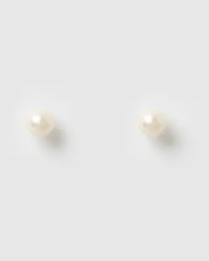 Izoa Eveline Stud Earrings Silver Freshwater Pearl