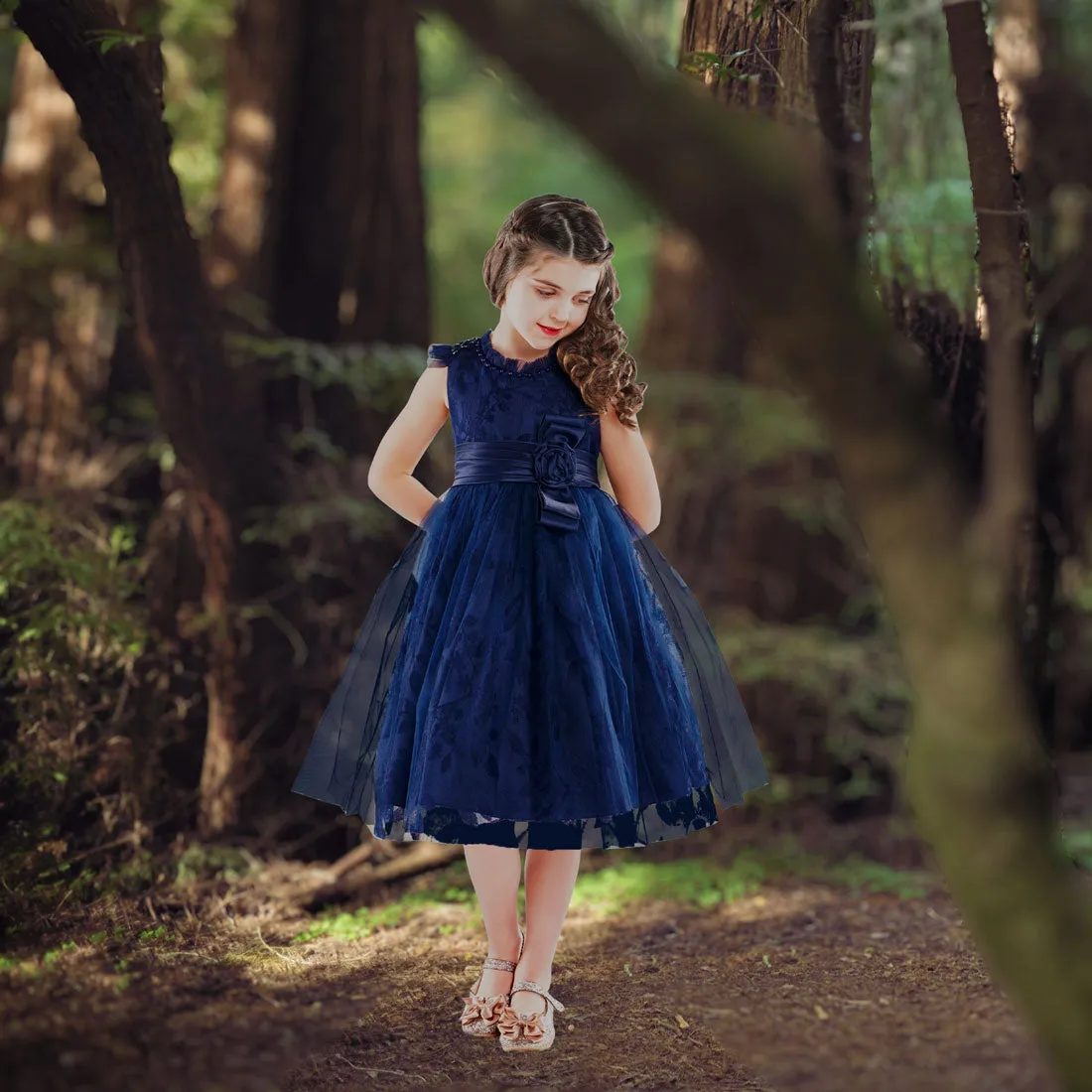 Laura Lace Dress - Navy Blue