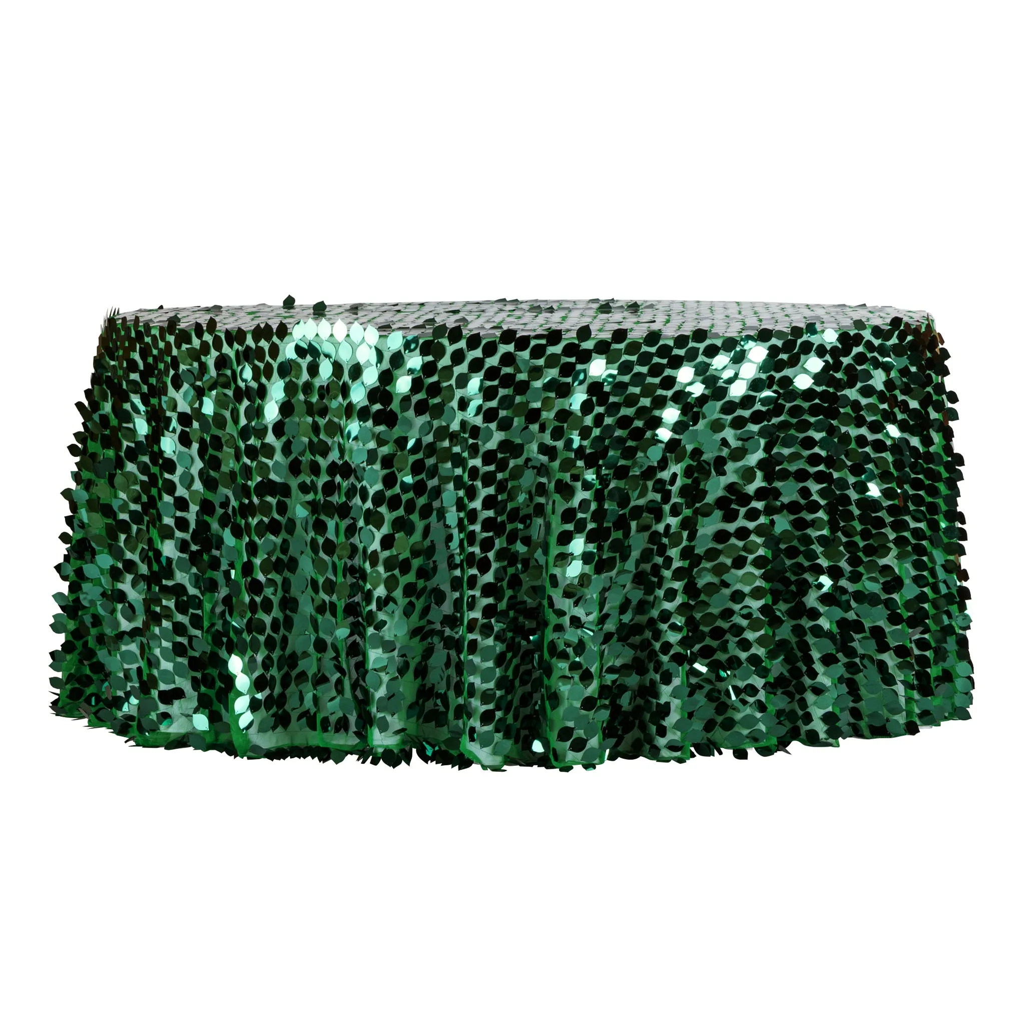 Leaf Payette Sequin Round 120" Tablecloth - Emerald Green