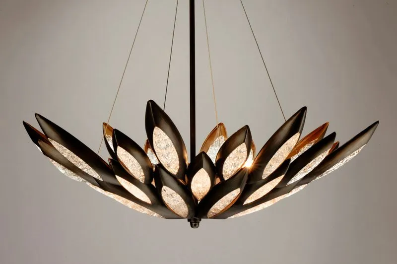 Lotus 30.5" 8 Light Single Pendant in Burnished Bronze