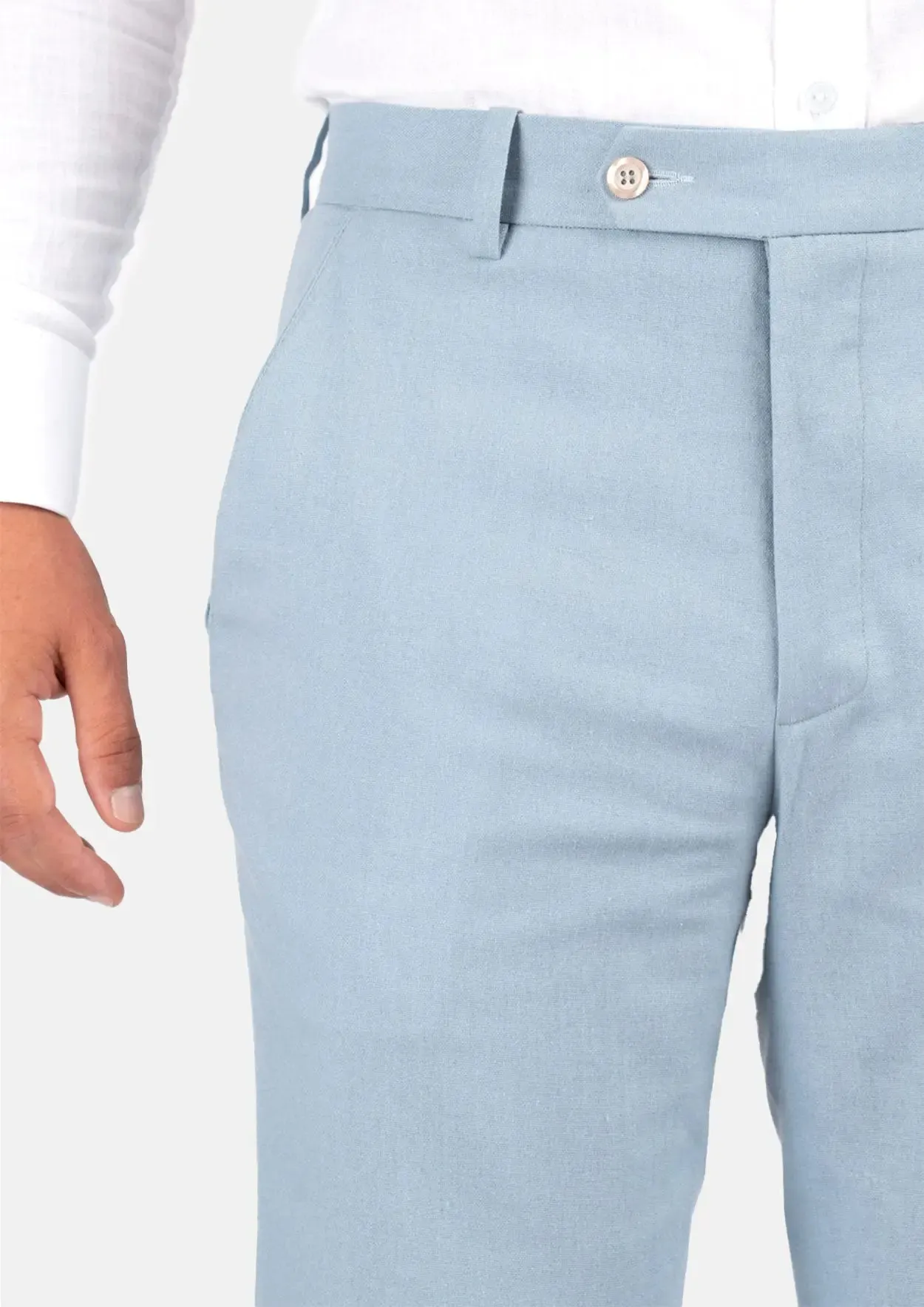 Maya Blue Linen Blend Pants