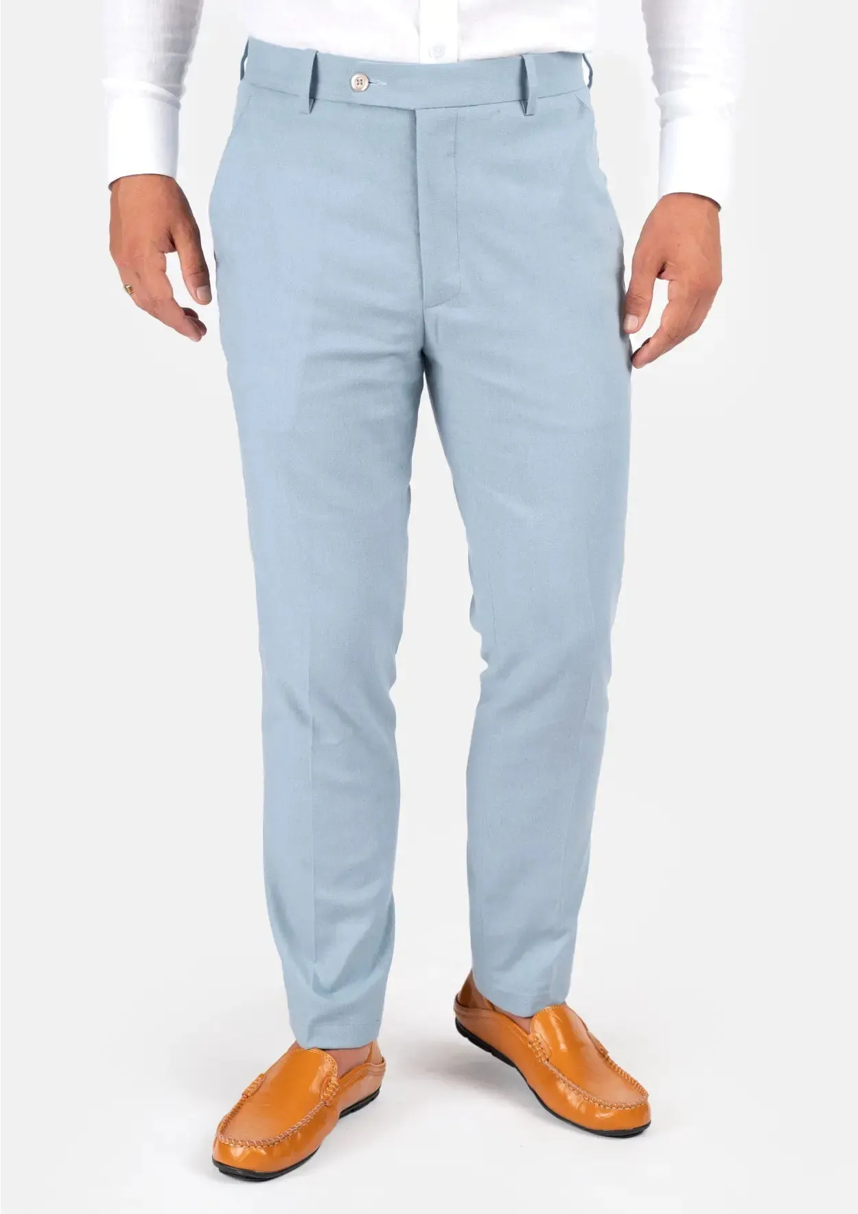 Maya Blue Linen Blend Pants