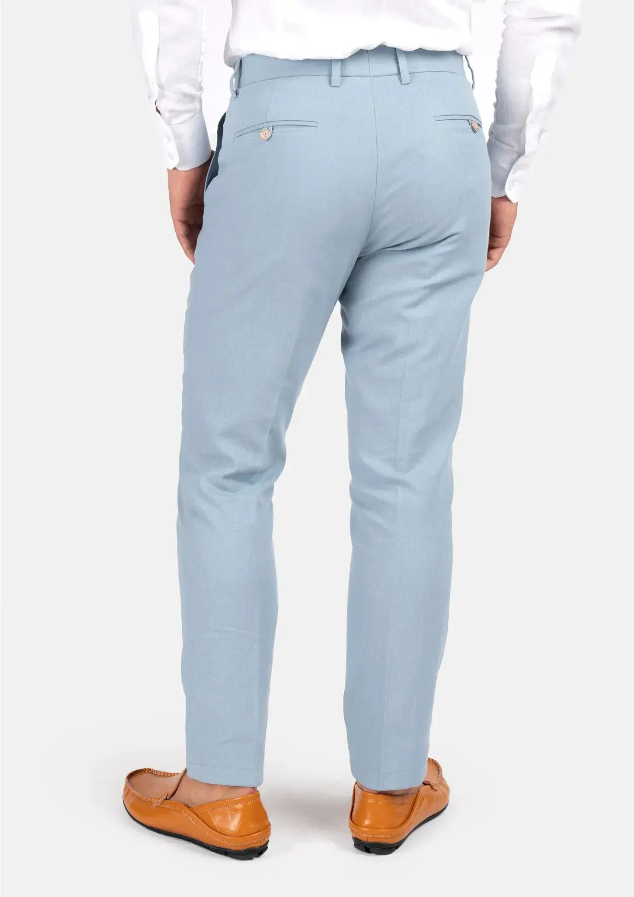 Maya Blue Linen Blend Pants