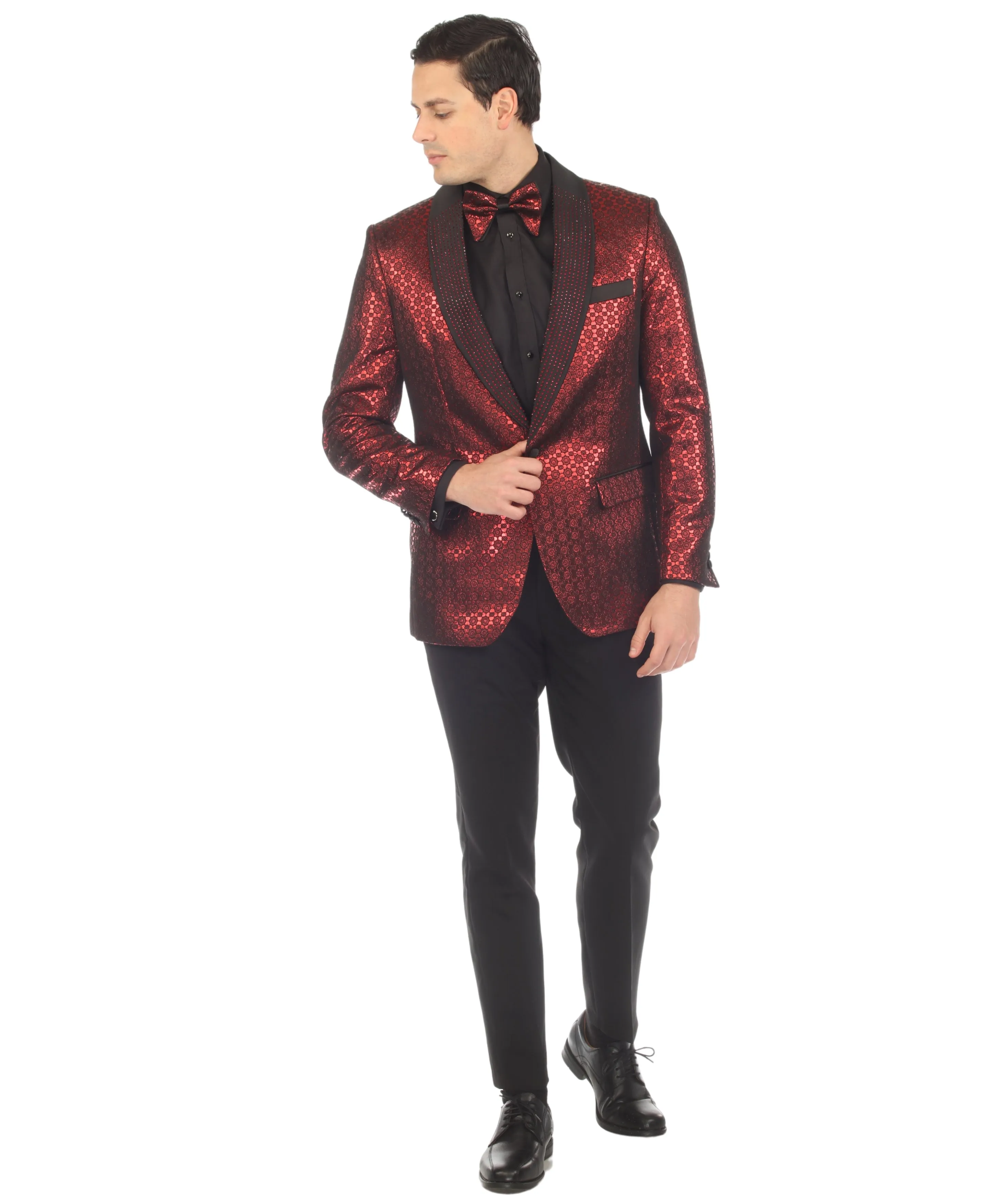 MENS MOJITO RED SHAWL COLLAR TUXEDO 1 BTTN 2 VENT SLIM FIT