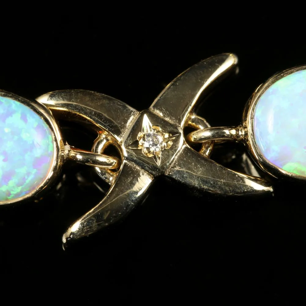 Opal Diamond Celtic Bracelet 9Ct Gold