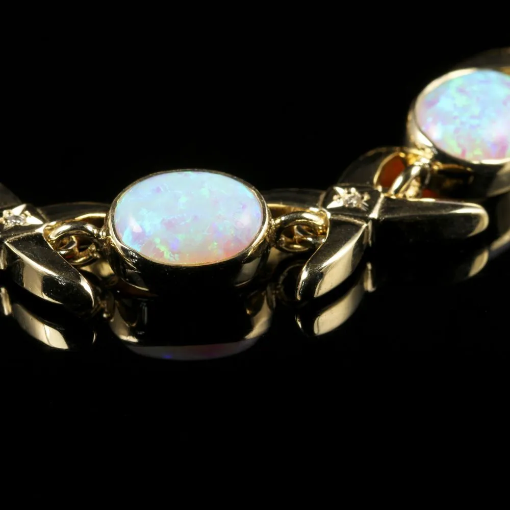 Opal Diamond Celtic Bracelet 9Ct Gold