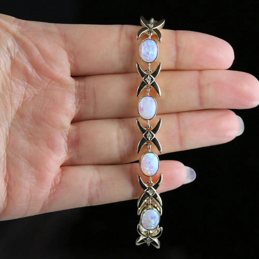 Opal Diamond Celtic Bracelet 9Ct Gold