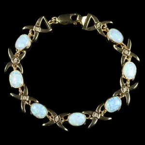 Opal Diamond Celtic Bracelet 9Ct Gold