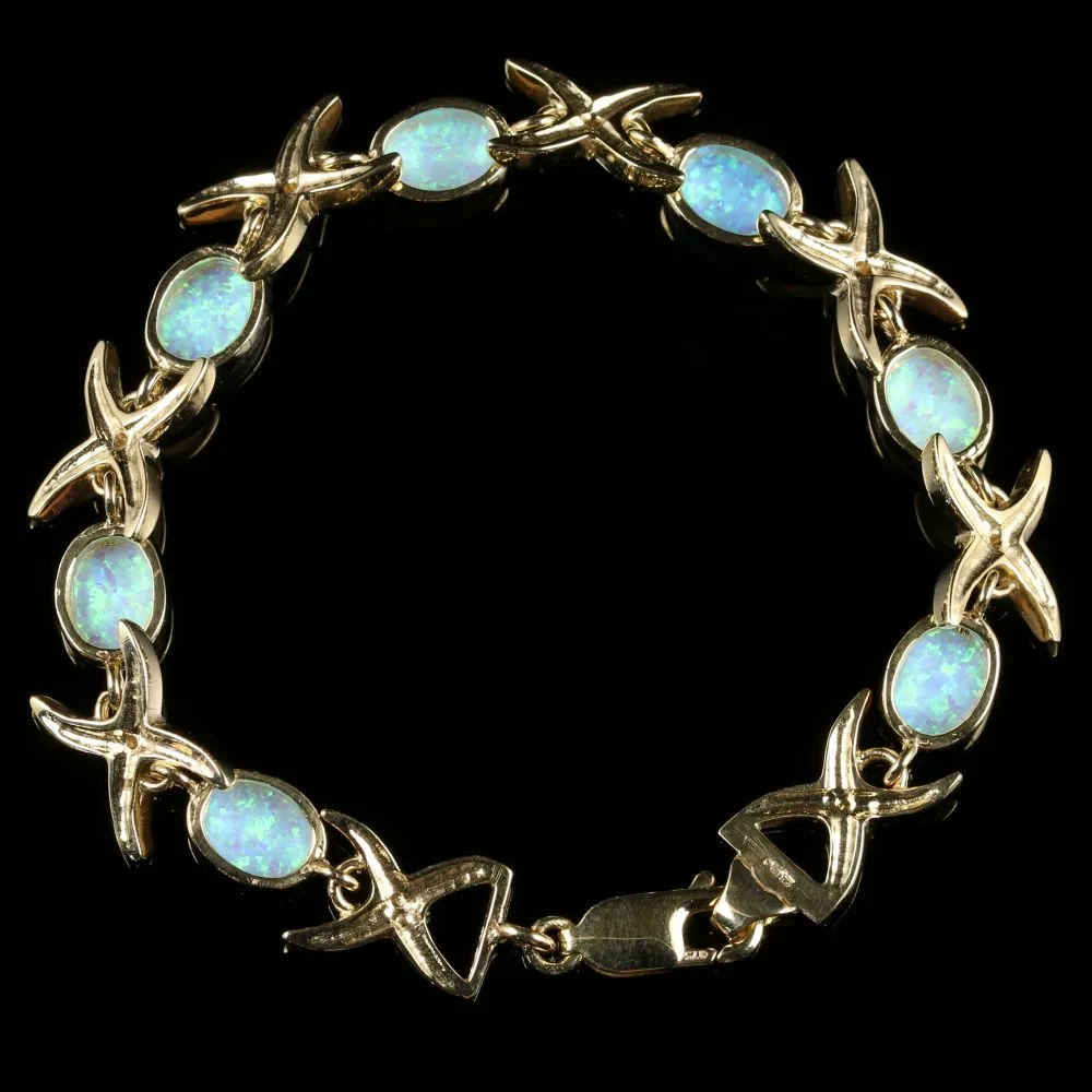 Opal Diamond Celtic Bracelet 9Ct Gold