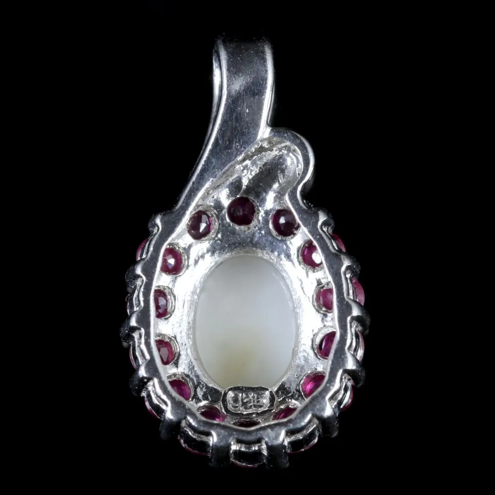 Opal Ruby Diamond Pendant Silver Pendant