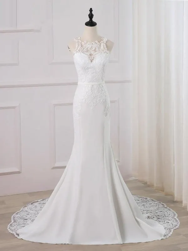 Precious Spaghetti Strap Lace Mermaid Wedding Dress