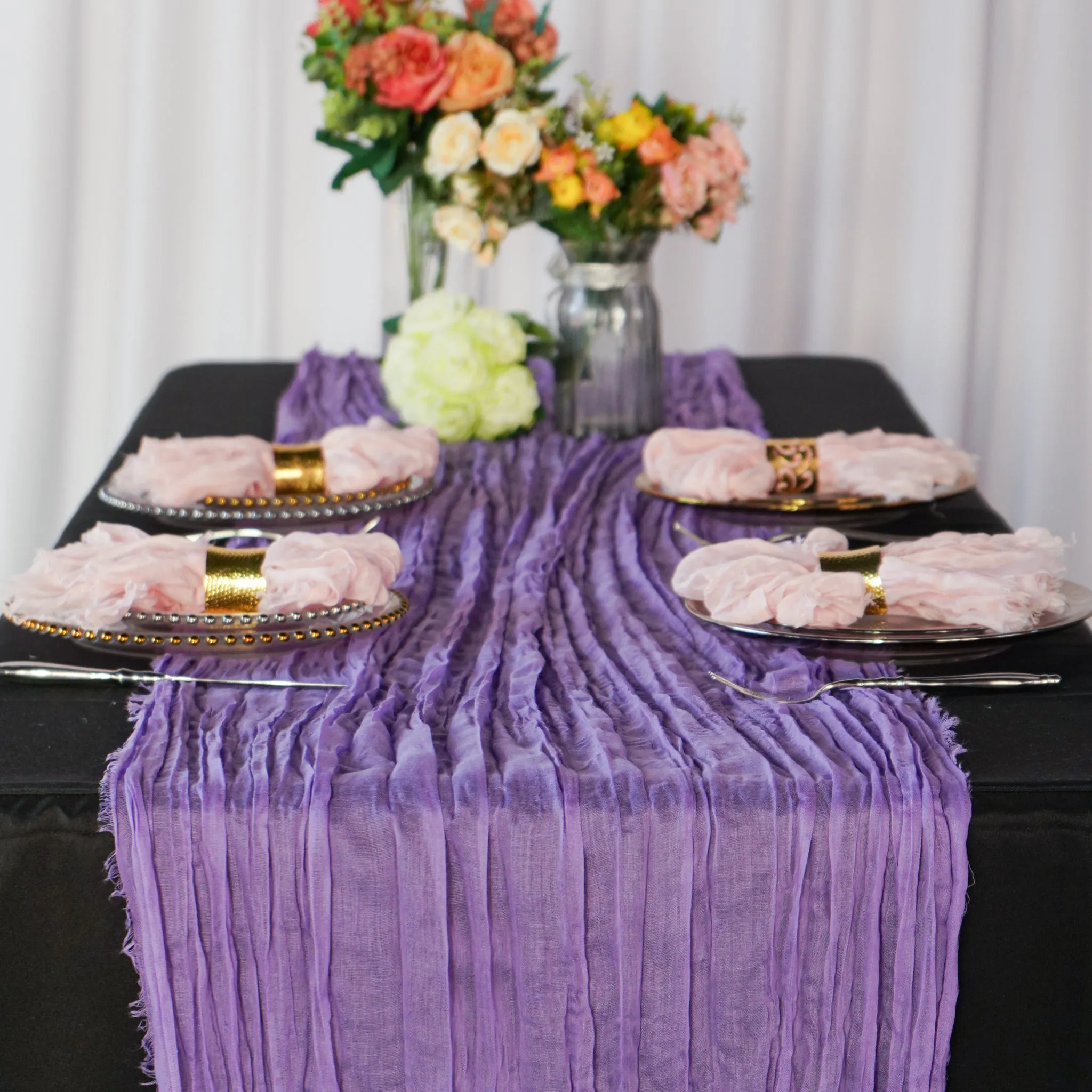 Premium Cheesecloth Table Runner 16FT x 25" - Victorian Lilac/Wisteria