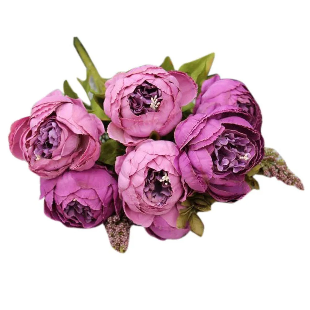 Purple Peony Bouquet Artificial Flowers Silk Peony Lavender Bouquet 10 Heads