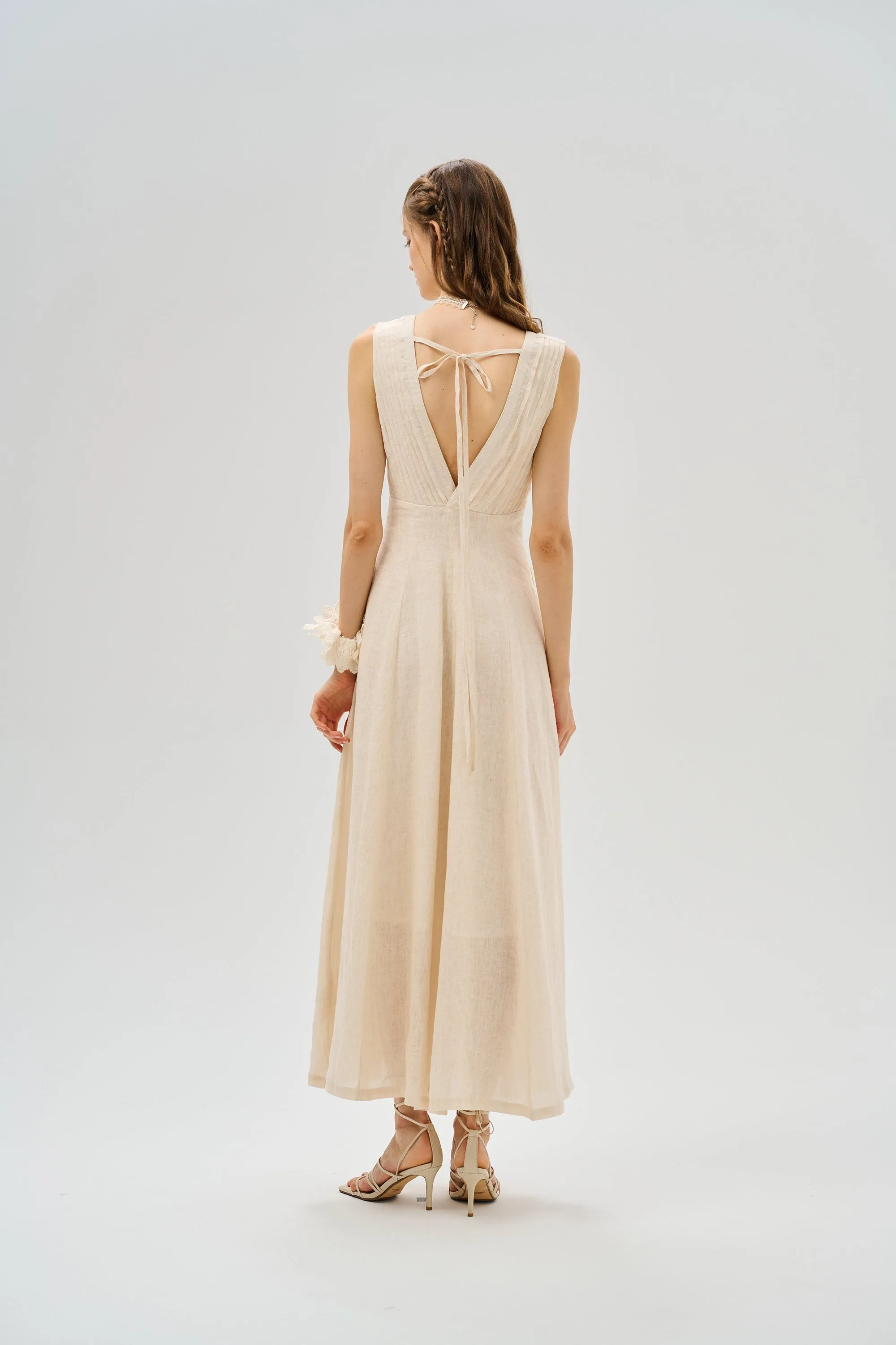 Rebecca 18 | Pleated Maxi Linen Dress