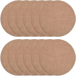 Round Burlap Placemats With Backing - 12" Rustic Burlap Circle Table Chargers (Set of 12)