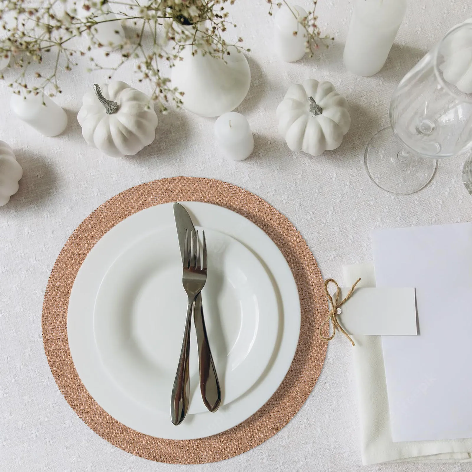 Round Burlap Placemats With Backing - 12" Rustic Burlap Circle Table Chargers (Set of 12)