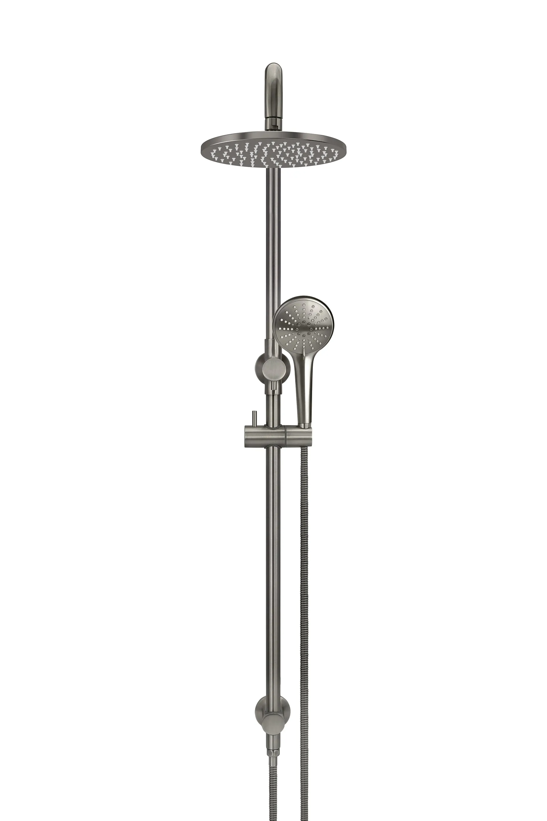 Round Combination Shower Rail 200mm Rose, Three Function Hand Shower - Shadow Gunmetal