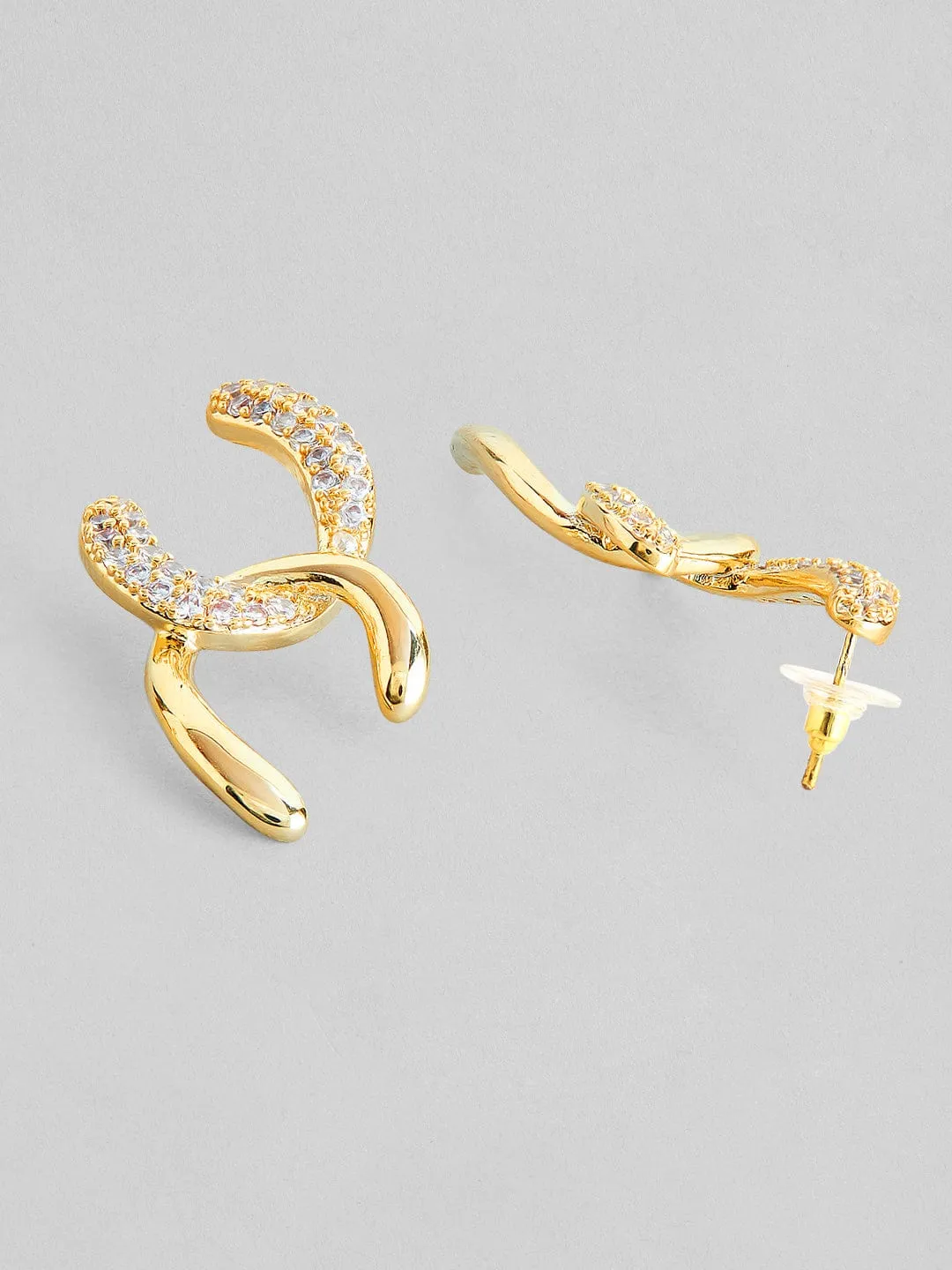 Rubans Voguish Gold-Toned Stone Studded Contemporary Studs Earrings