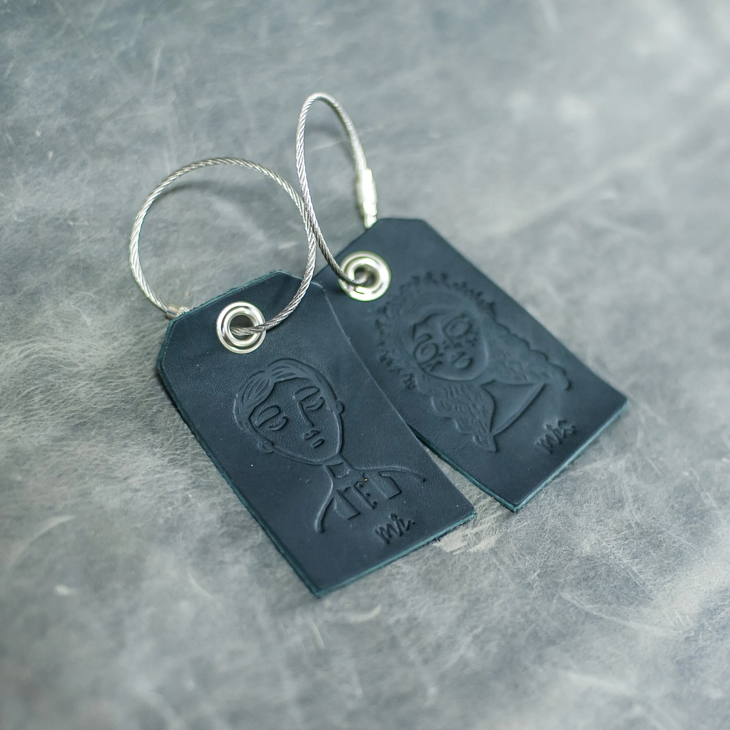 Set of Mr. and Mrs. Design Stamped Leather Luggage Tags