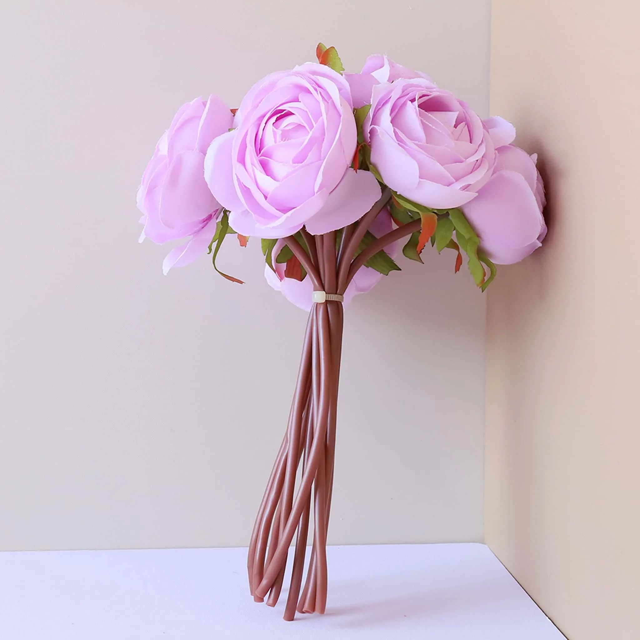 Silk Tea Roses Small Peony Wedding Flowers Bouquet