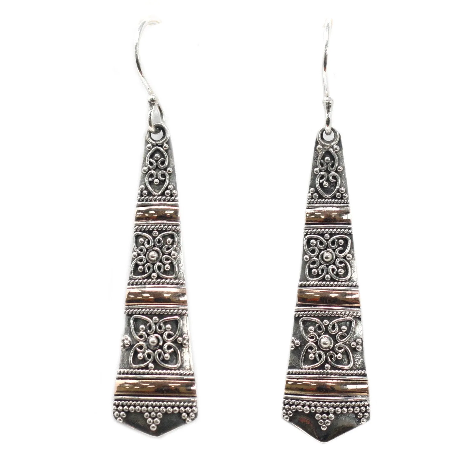 Sterling Silver & 18ct Gold Earrings - Tribal Drop