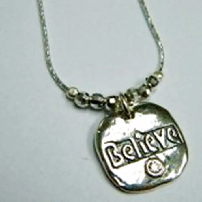 Sterling Silver necklace, believe charm necklace, Christmas gift, Thanksgiving gift