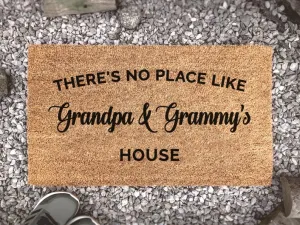 There's No Place Like Grandpa And Grammys House, Mothers Day Gift, Grandparents Gift, Personalized Family Mat