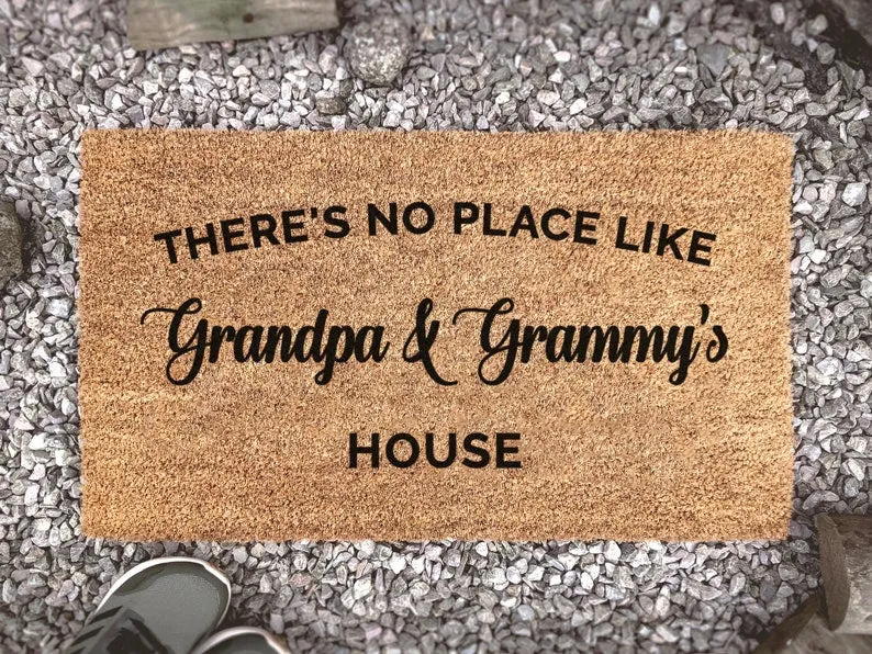 There's No Place Like Grandpa And Grammys House, Mothers Day Gift, Grandparents Gift, Personalized Family Mat