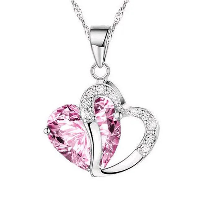 TOMTOSH Top Fashion Class Girls Lady Heart Crystal  Maxi Statement Pendant Necklace Jewelry for Lover Gift 6 Colors