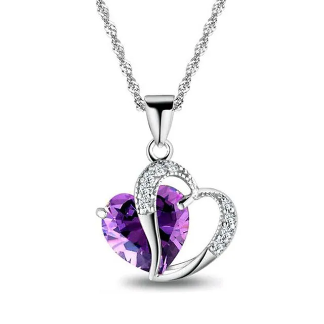 TOMTOSH Top Fashion Class Girls Lady Heart Crystal  Maxi Statement Pendant Necklace Jewelry for Lover Gift 6 Colors