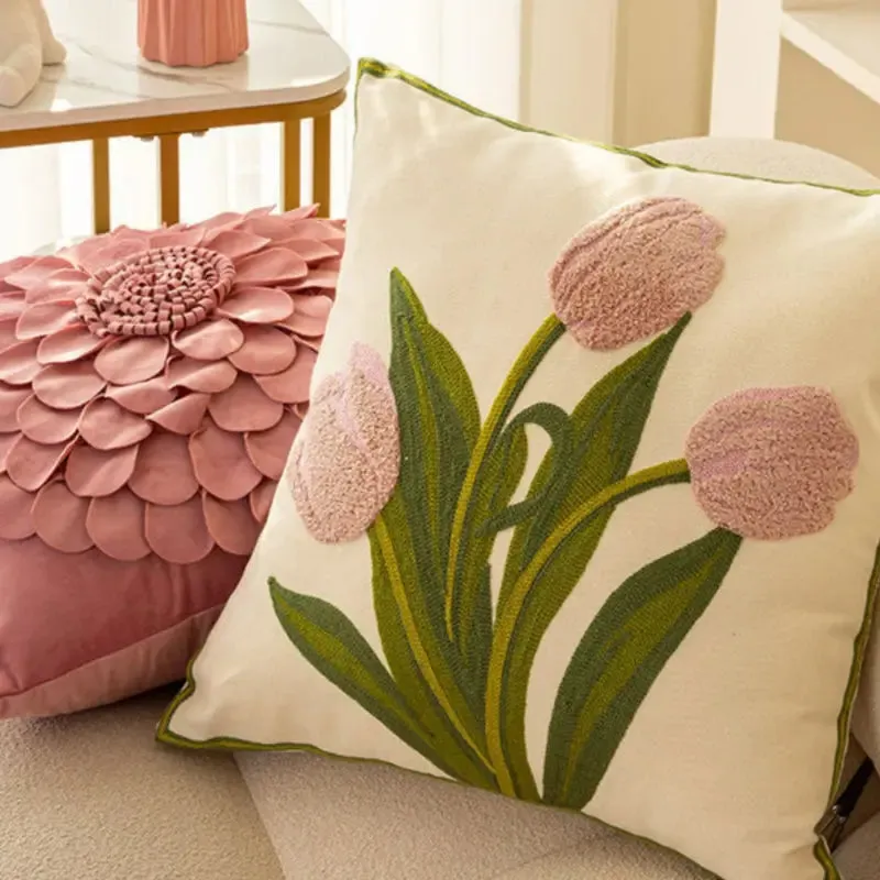 Tulip Flower Pillow Cushion