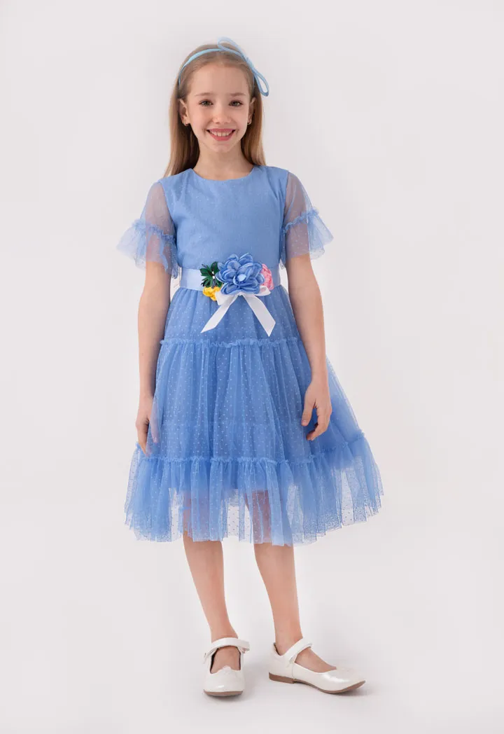 Tulle Overlay A-Line Dress