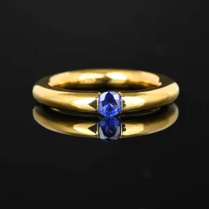 Vintage 18K Gold Donut Band Ceylon Sapphire Ring